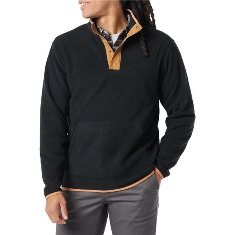 Mens Polar Fleece Jacket Pullover Snap Front Cozy Warm Outdoor Layer Winter Coat